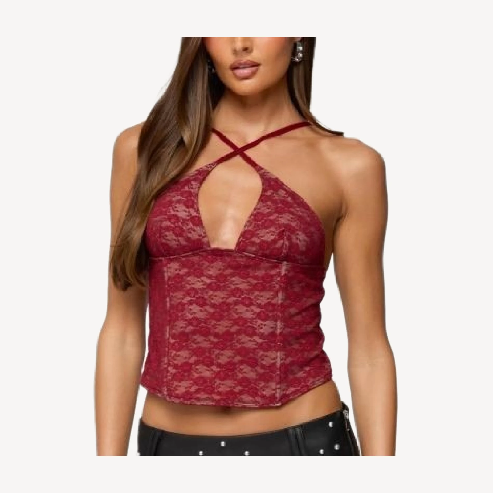 Edikted Tyra Crisscross Lace Boned Top