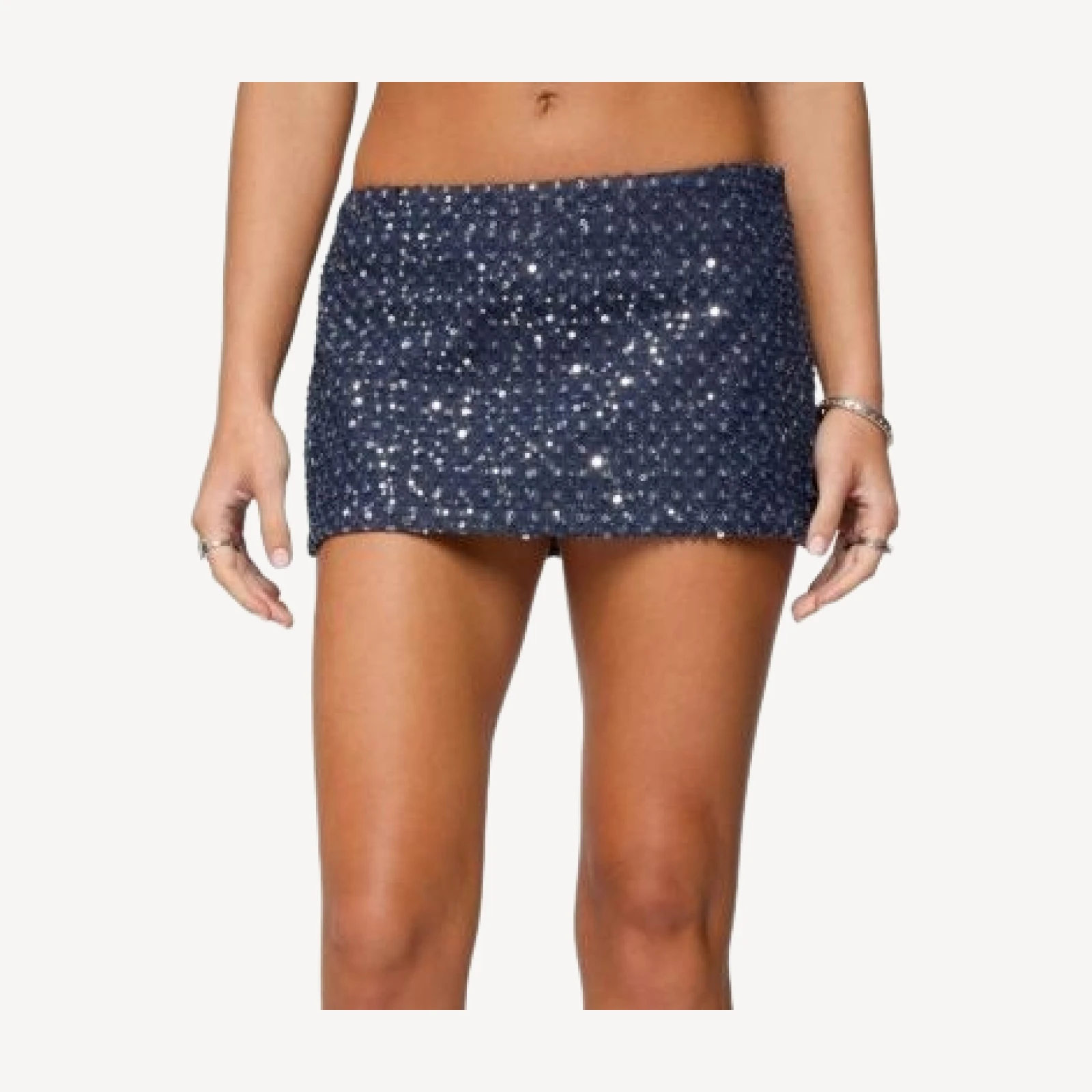 Edikted Sora Sequin Denim Mini Skort