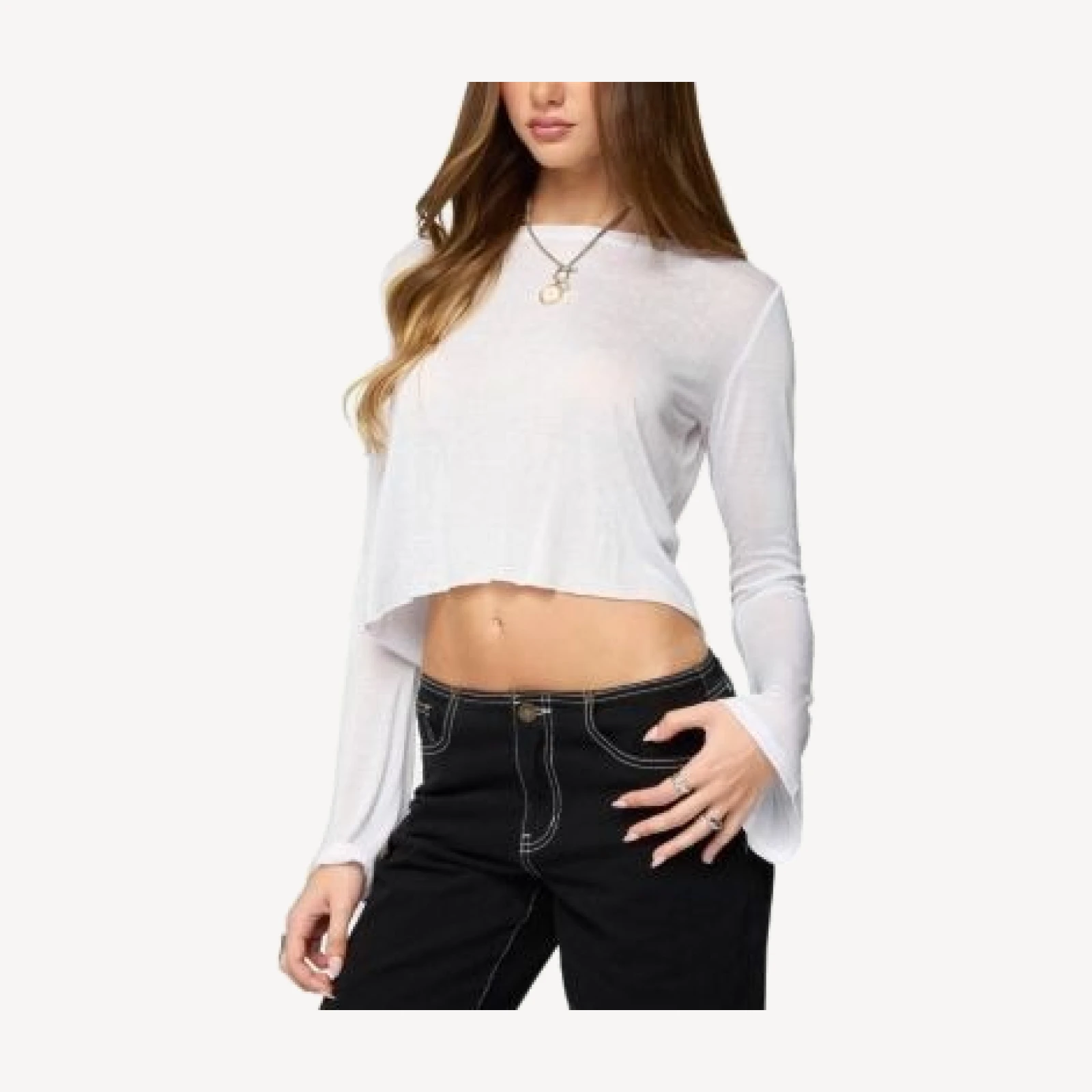 Edikted Catalena Long Sleeve Sheer Top