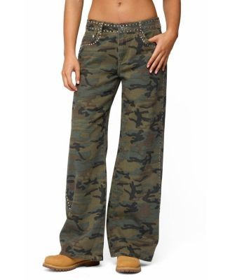 Edikted Quincy Studded Low Rise Baggy Jeans