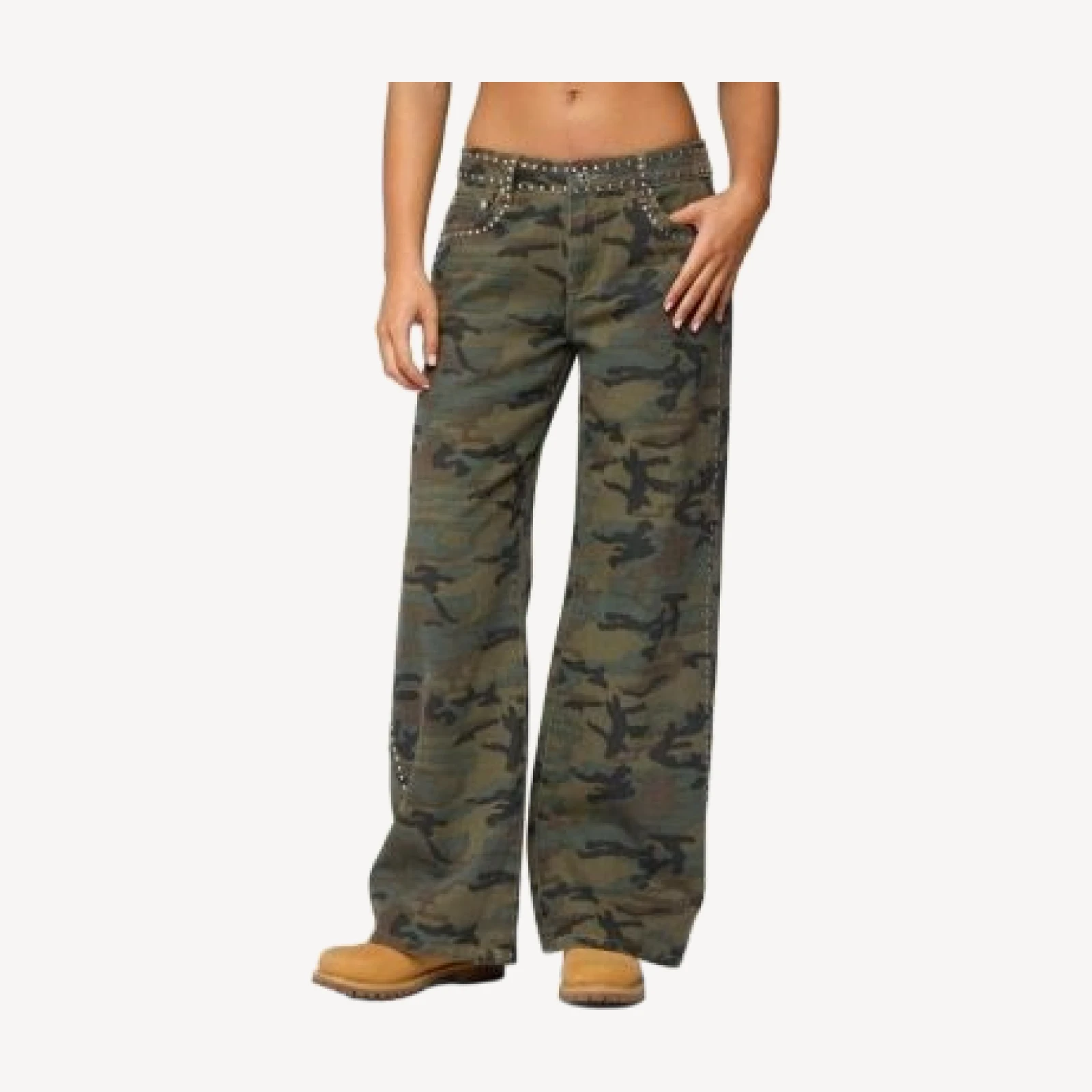 Edikted Quincy Studded Low Rise Baggy Jeans