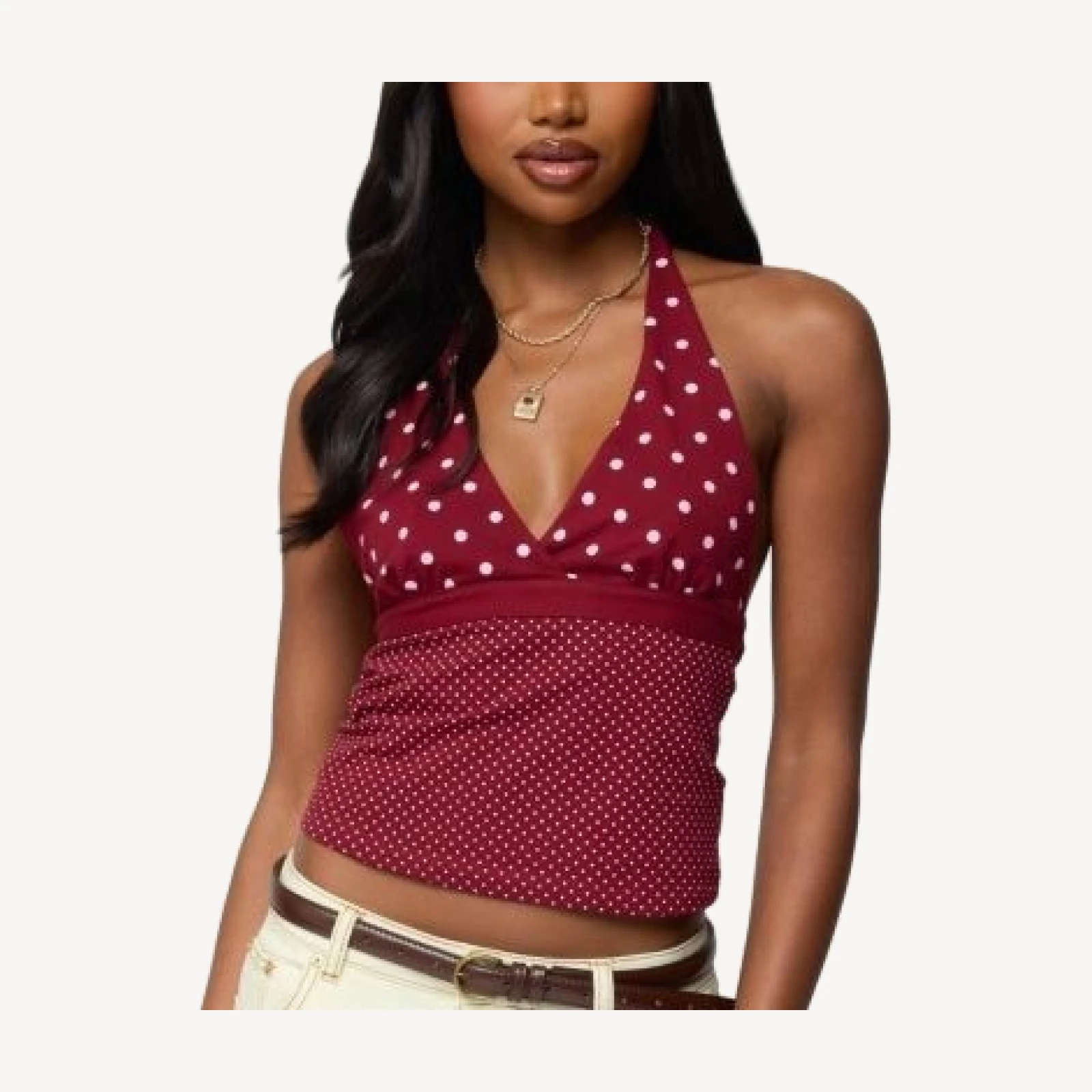 Edikted Ginny Mixed Polka Dot Halter Top