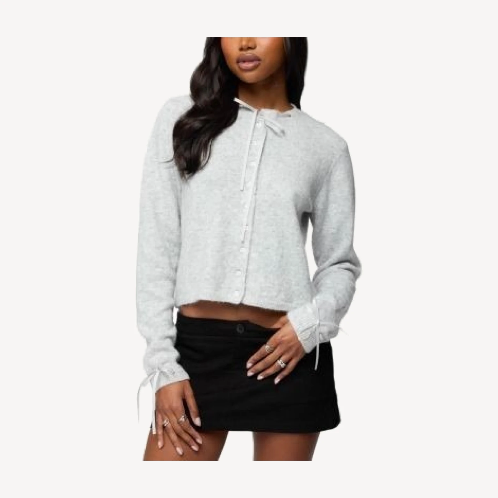 Edikted Vickie Ribbon Knit Cardigan
