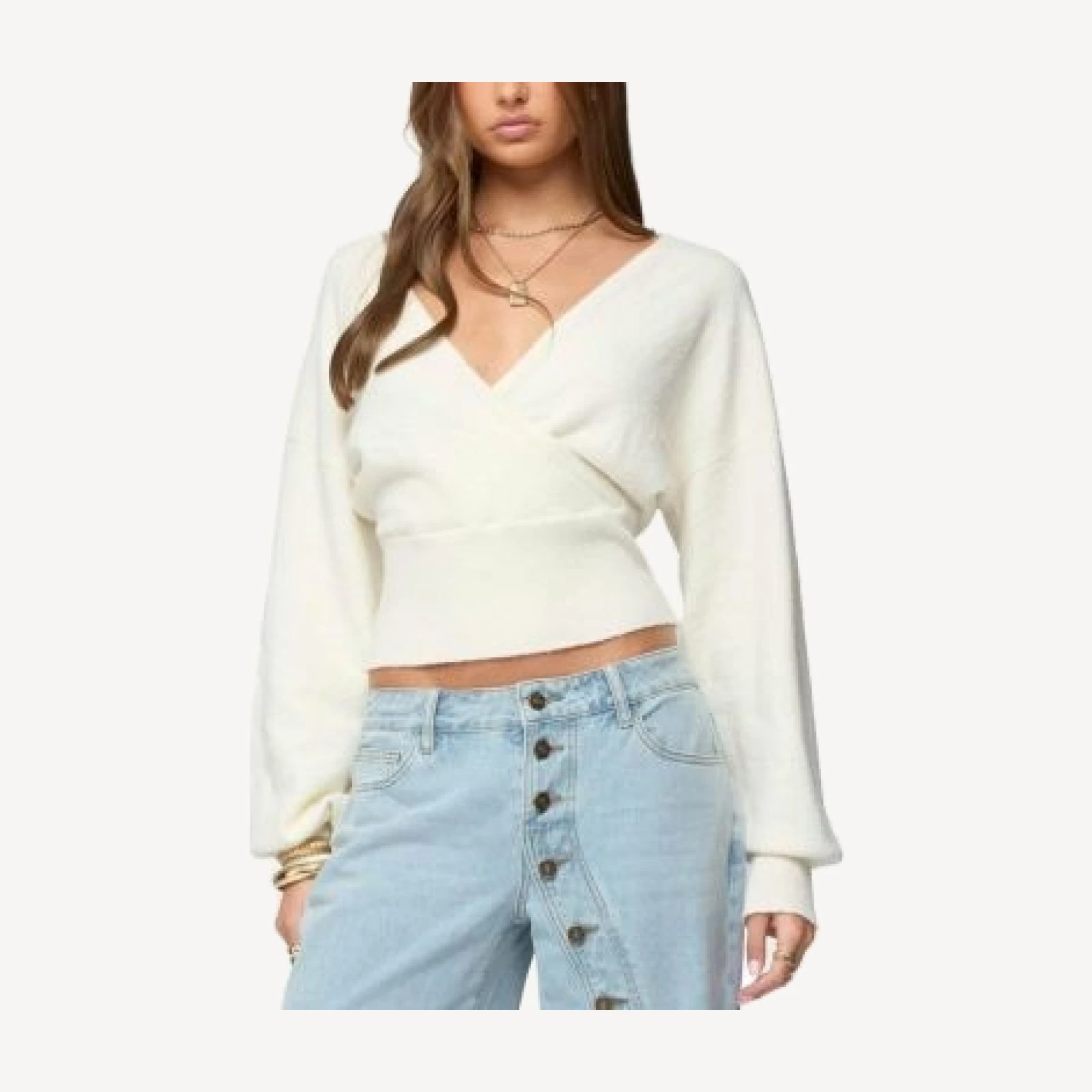 Edikted Lillia V Neck Wrap Sweater