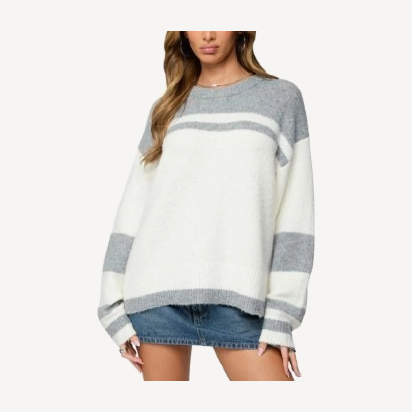 Edikted Nogah Stripey Oversized Sweater