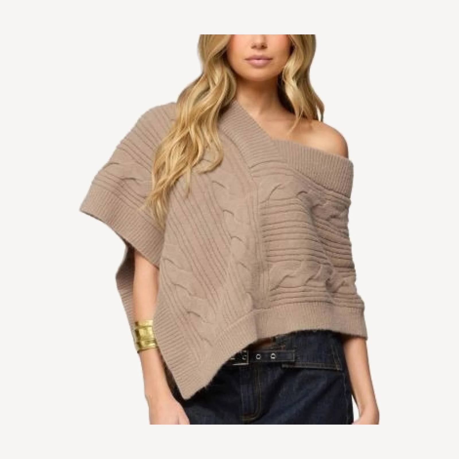 Edikted Vickey Cable Knit Poncho