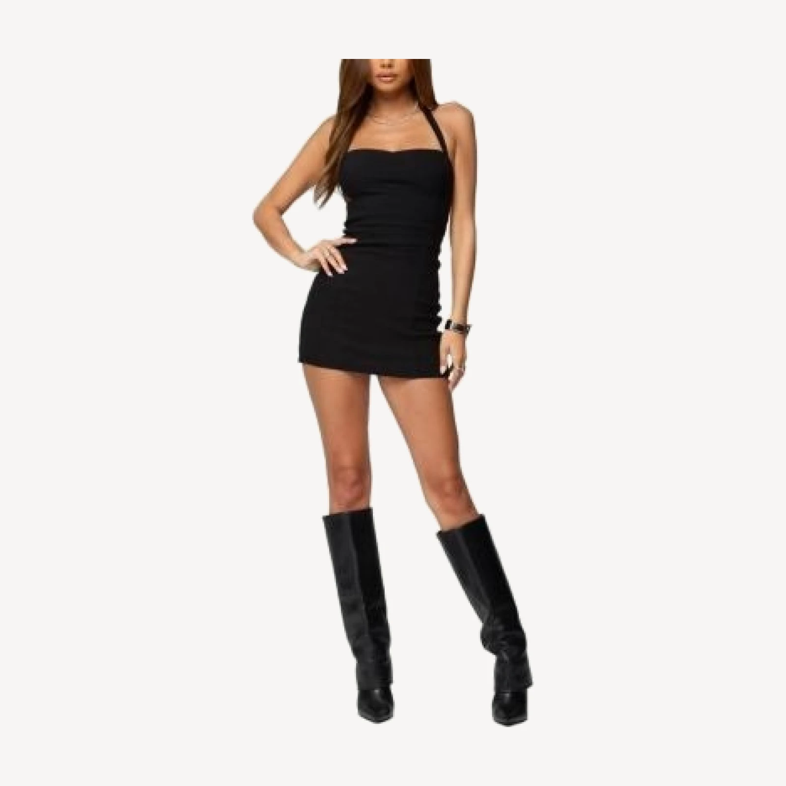 Edikted Stajey Twill Halter Mini Dress