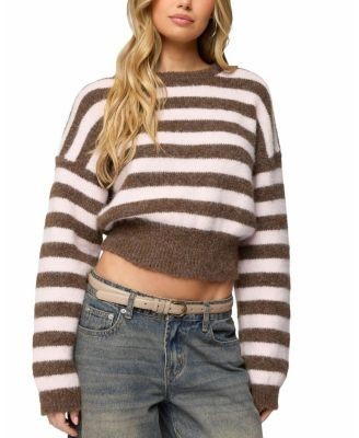 Edikted Penelope Fuzzy Striped Sweater