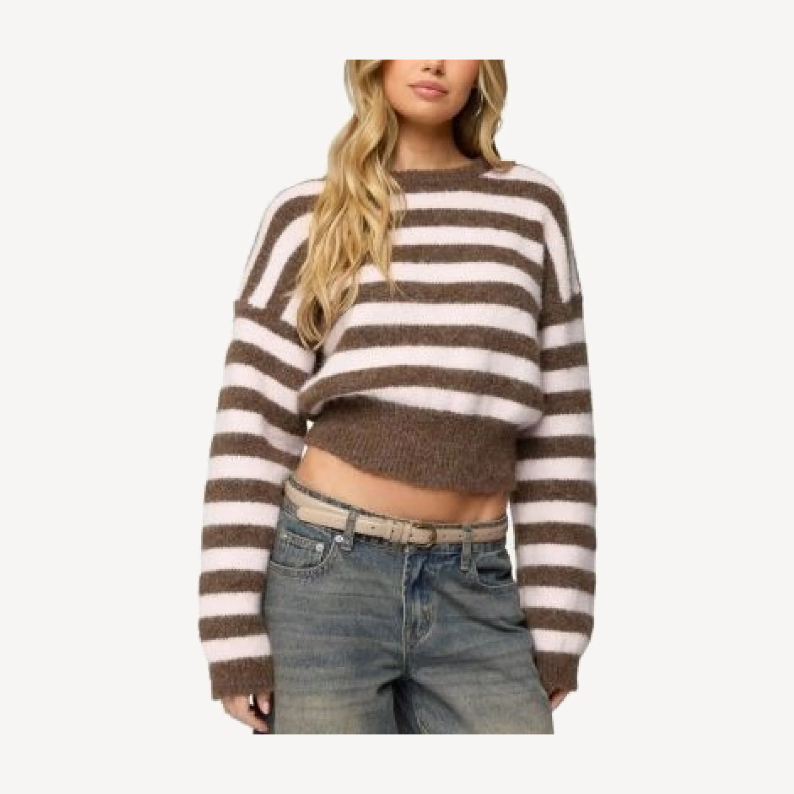 Edikted Penelope Fuzzy Striped Sweater