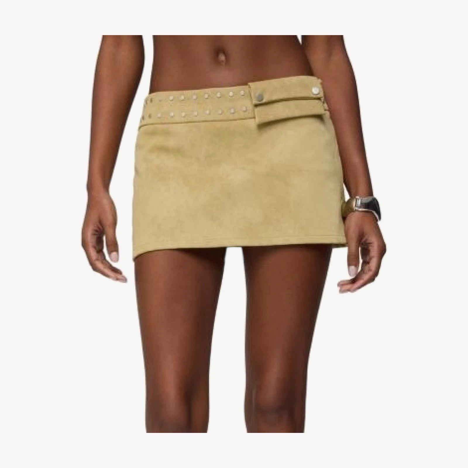 Edikted Roney Stud Faux Suede Mini Skort