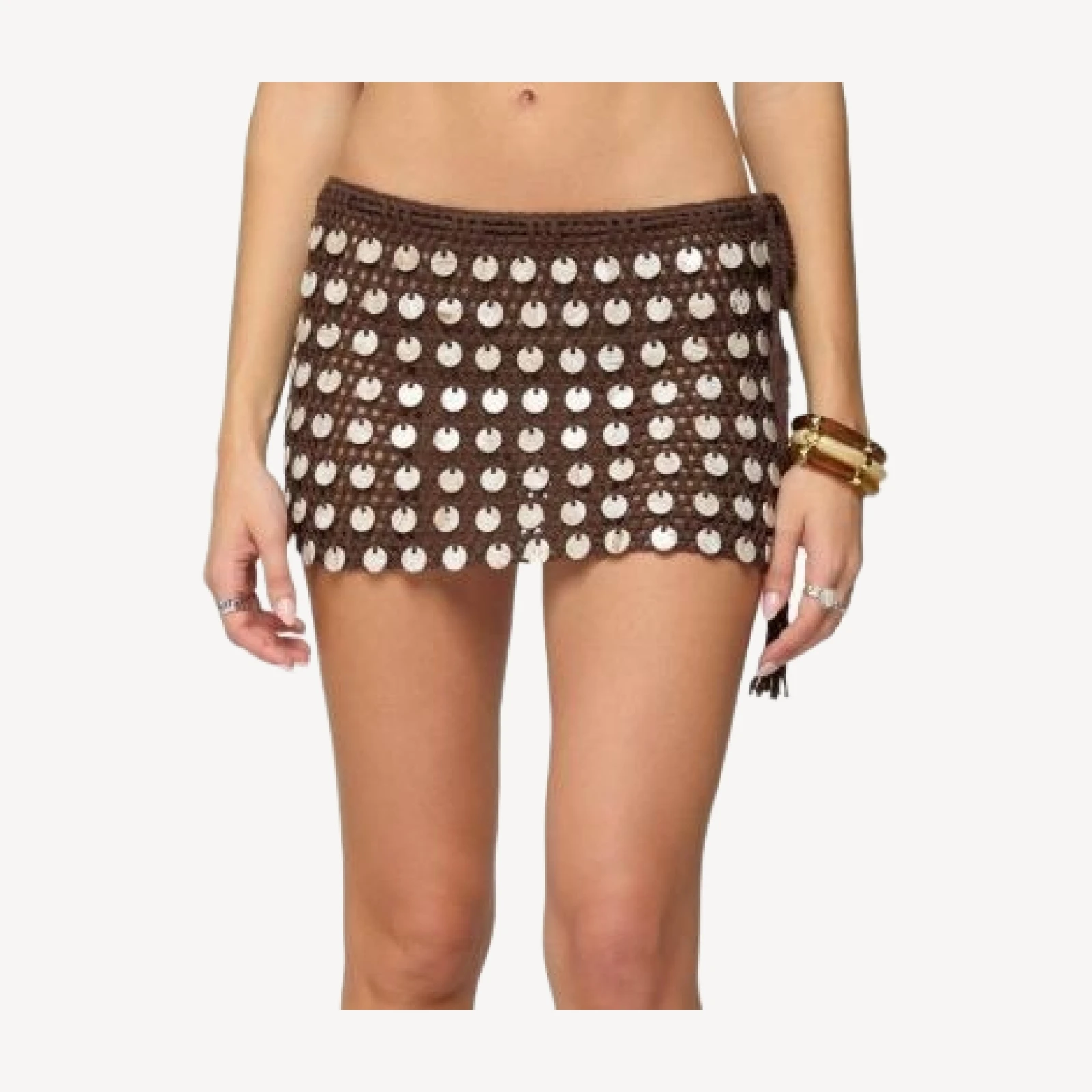 Edikted Alora Iridescent Crochet Mini Skirt