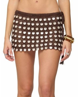 Edikted Alora Iridescent Crochet Mini Skirt