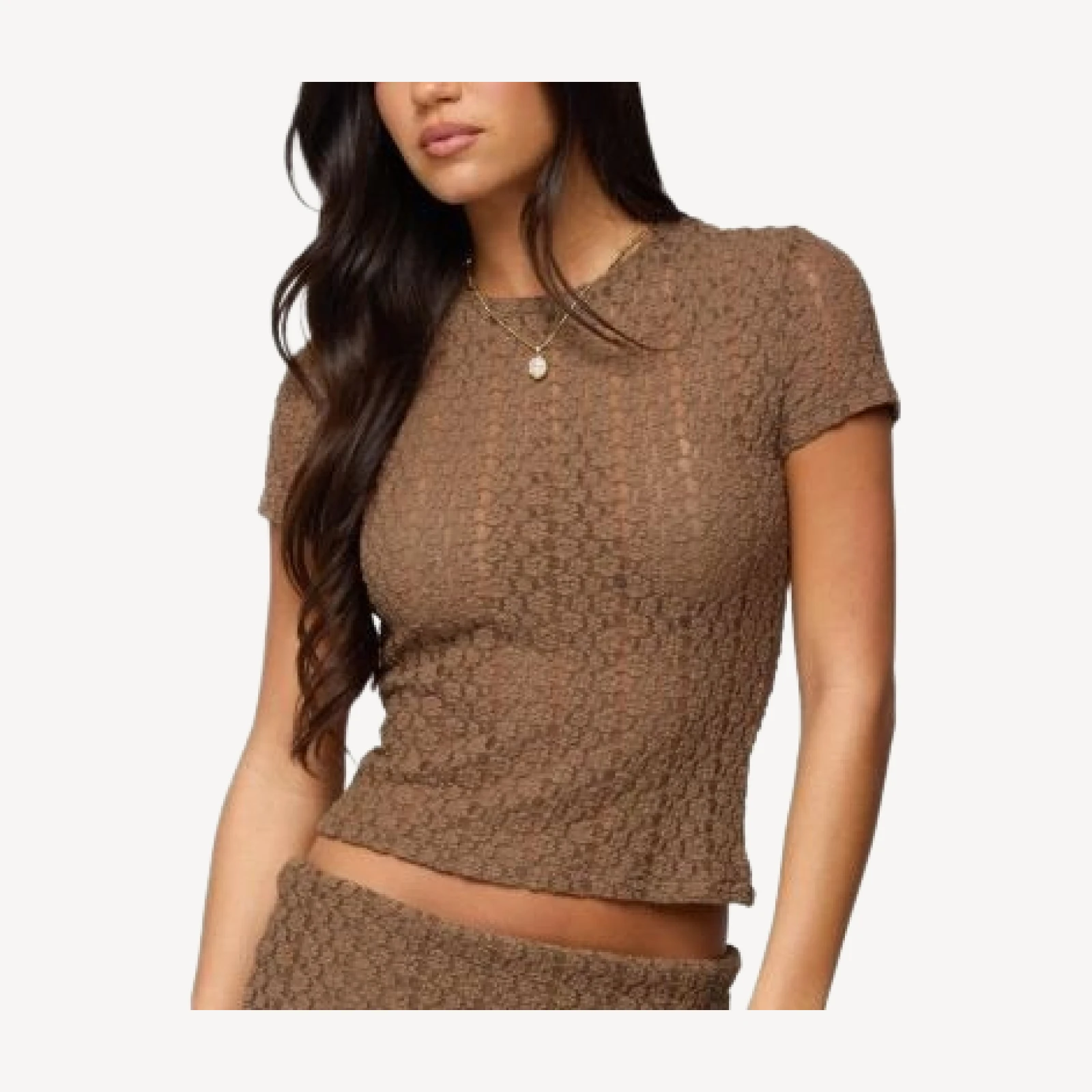 Edikted Rye Sheer Textured T Shirt