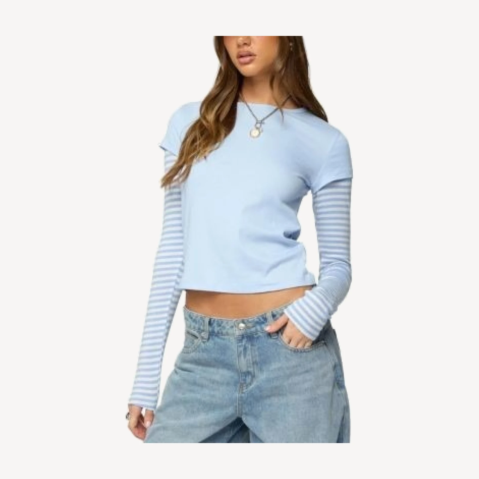 Edikted Stripey Layered Long Sleeve T-Shirt