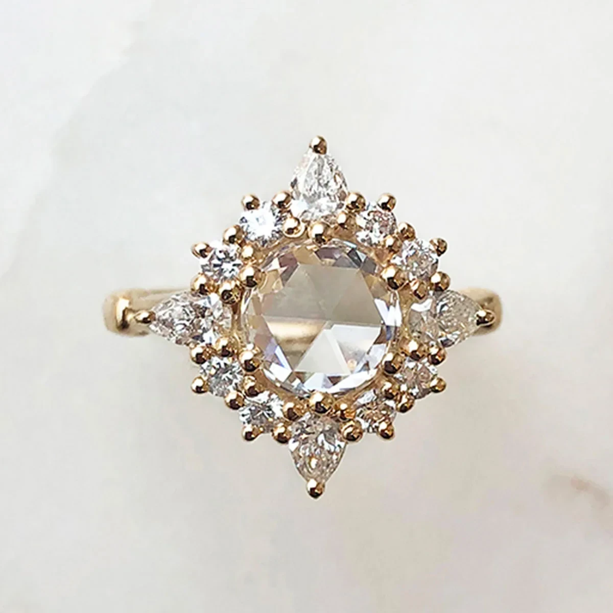 Petit Celestine Ring - Yellow Gold & White Diamond