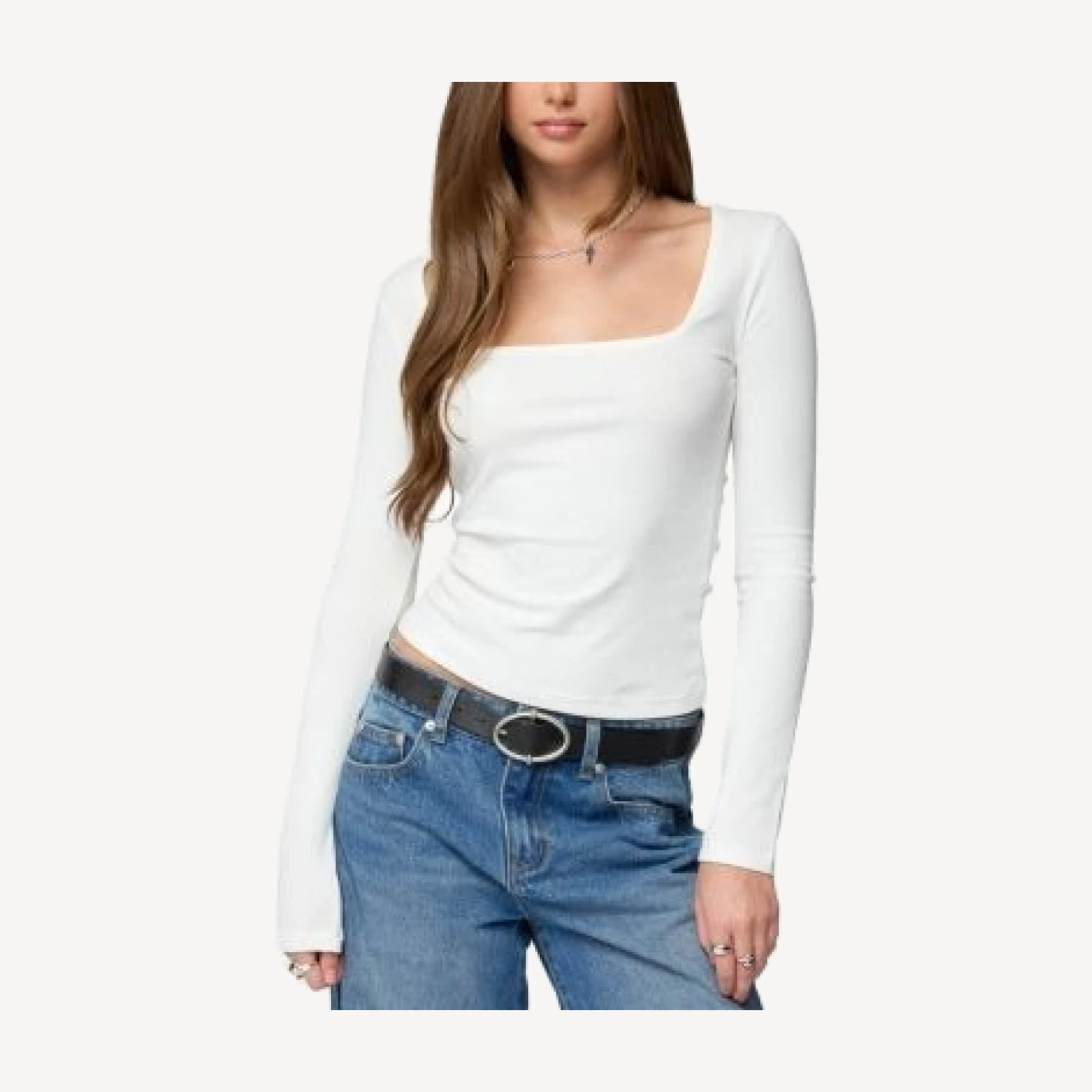 Edikted Zandra Square Neck Ribbed Top