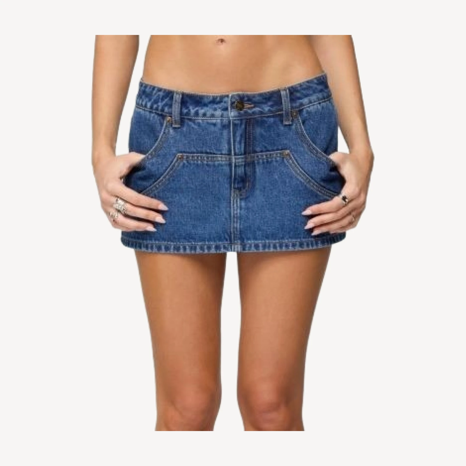 Edikted Stitched Up Denim Mini Skort