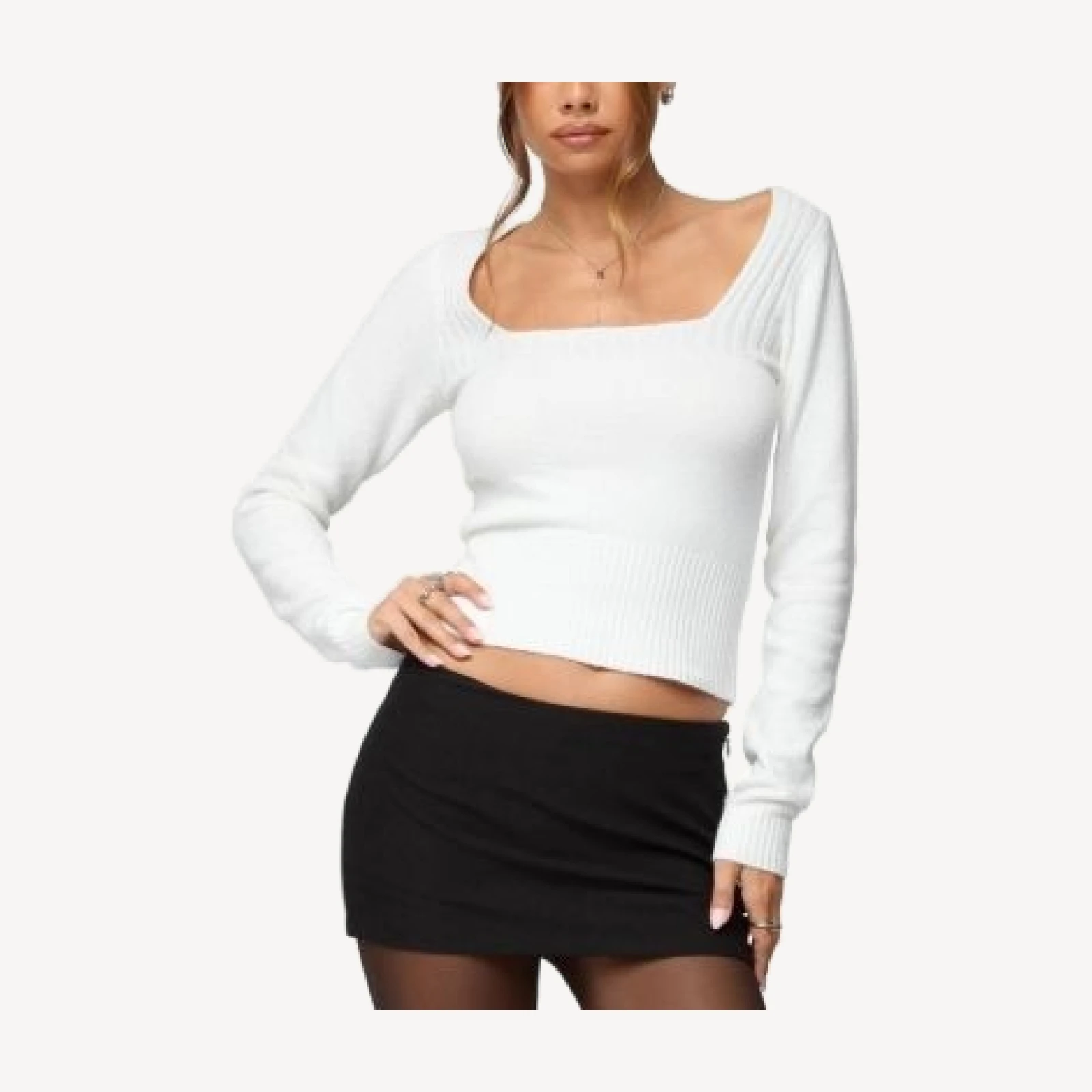 Edikted Kerry Square Neck Knit Top