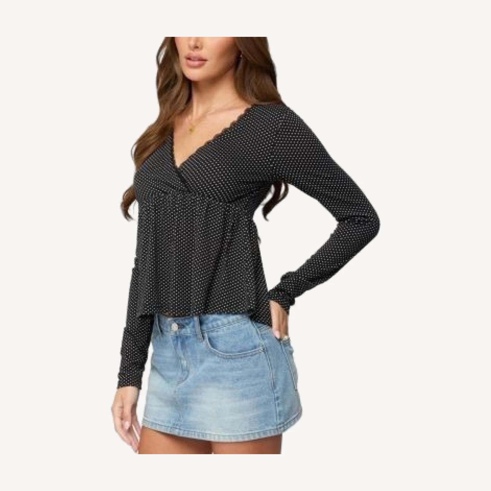 Edikted Kenzie Long Sleeve Babydoll Top