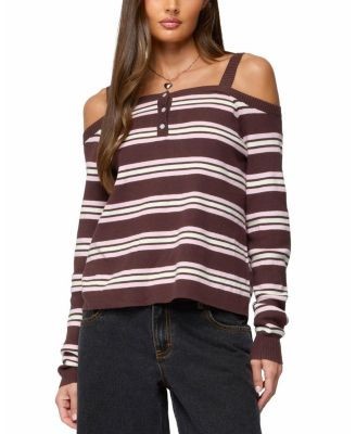 Edikted Shyla Off Shoulder Striped Knit Top