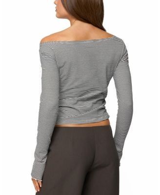 Edikted Leyna Striped Off Shoulder Top