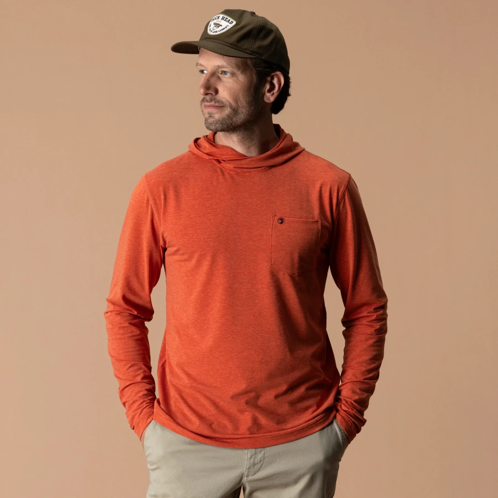 Windward Performance Hooded T-Shirt - Burnt Sienna Heather