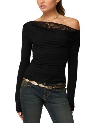 Edikted Layered Lacey Off Shoulder Top
