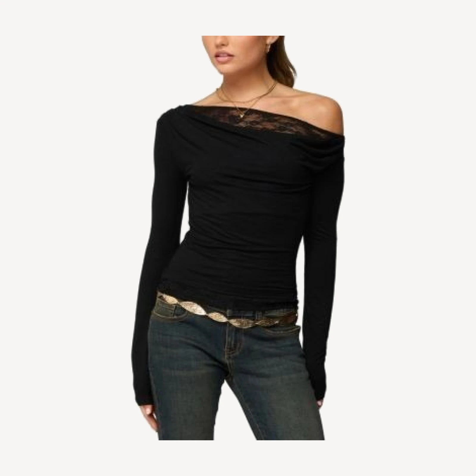 Edikted Layered Lacey Off Shoulder Top