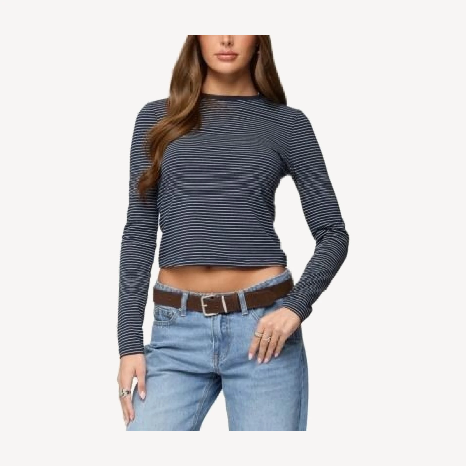 Edikted Brianna Striped Long Sleeve T Shirt