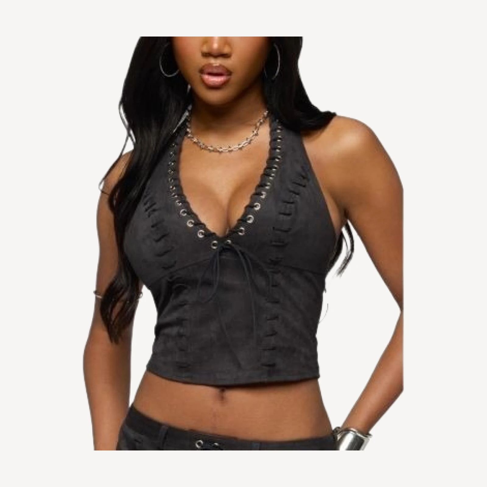 Edikted Sloane Faux Suede Halter Top