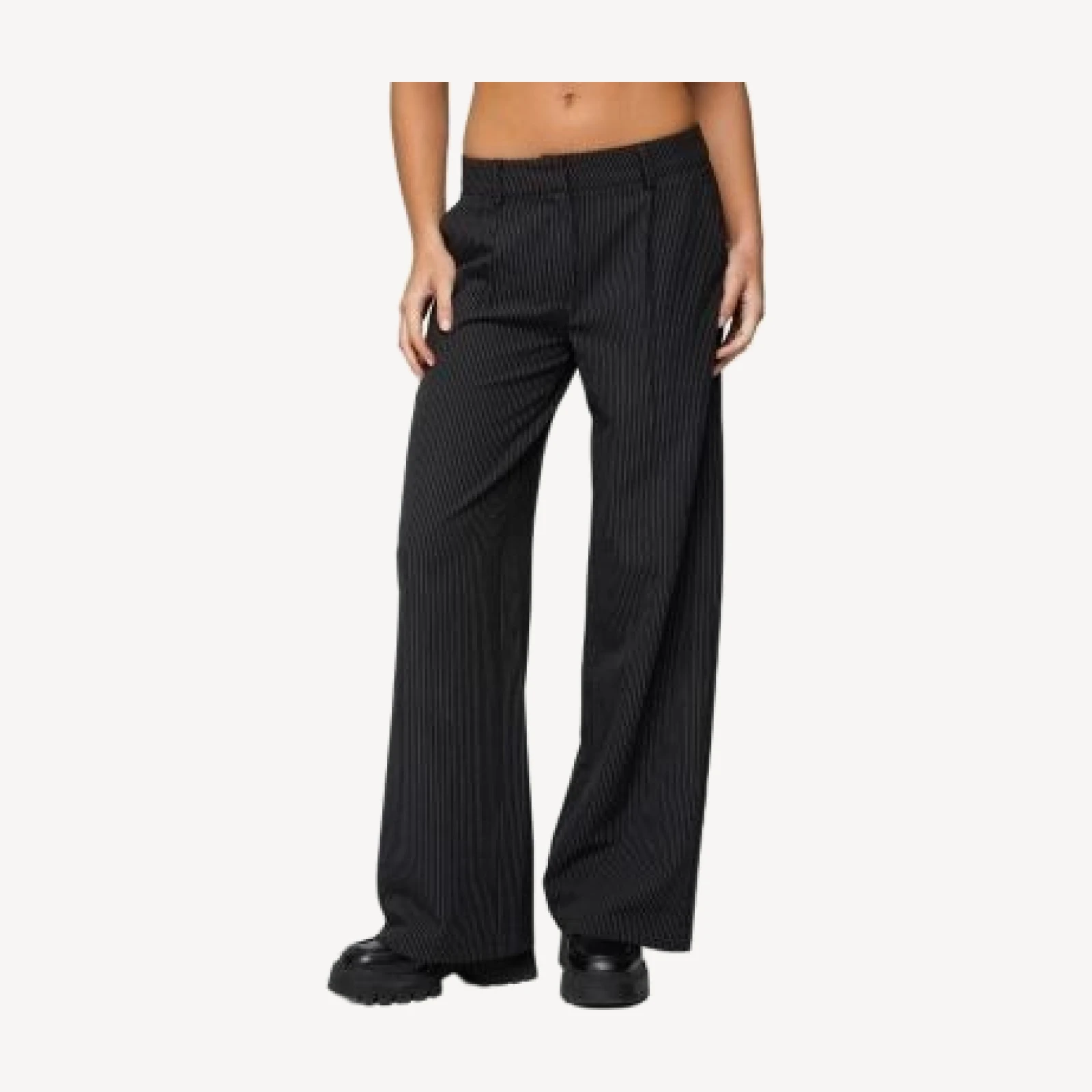 Edikted Pinstripe Tailored Straight Leg Pants