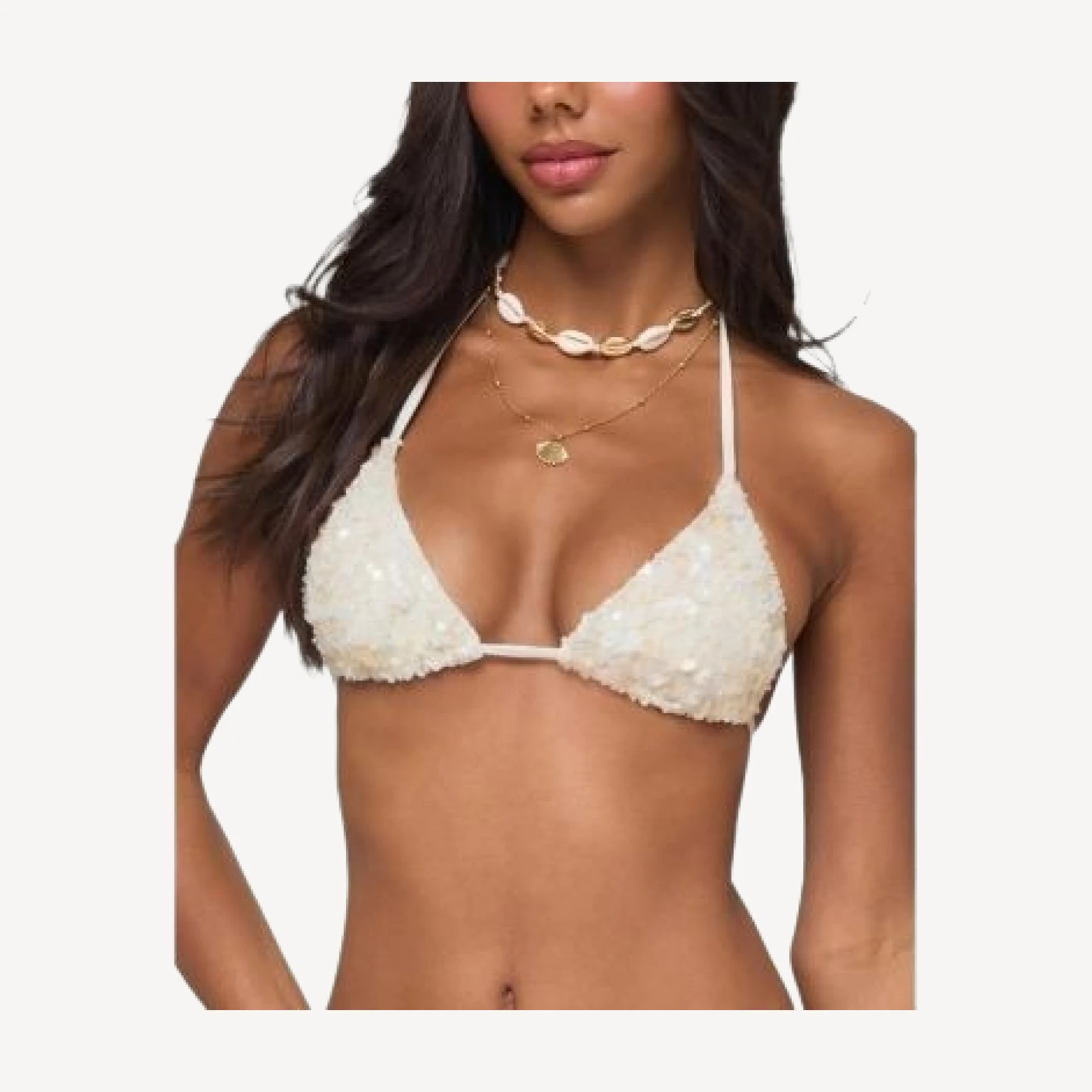 Edikted Grace Sequin Triangle Bikini Top