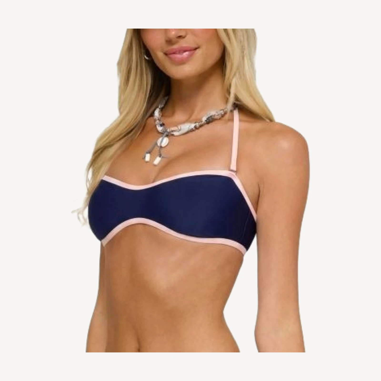 Edikted Kina Contrast Halter Bandeau Bikini Top