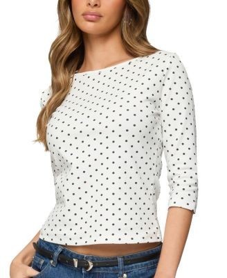 Edikted Lela Polka Dot Quarter Sleeve Top