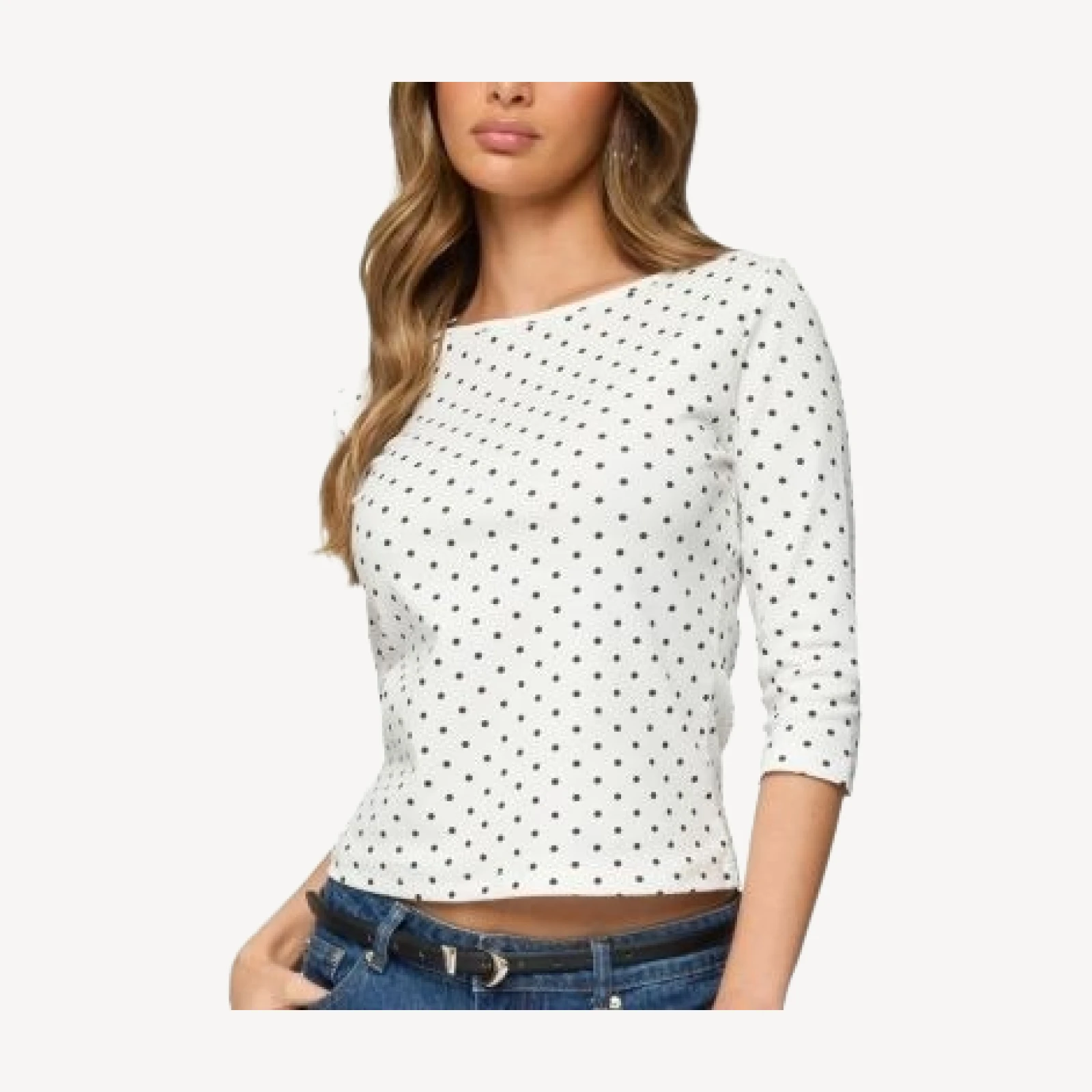 Edikted Lela Polka Dot Quarter Sleeve Top