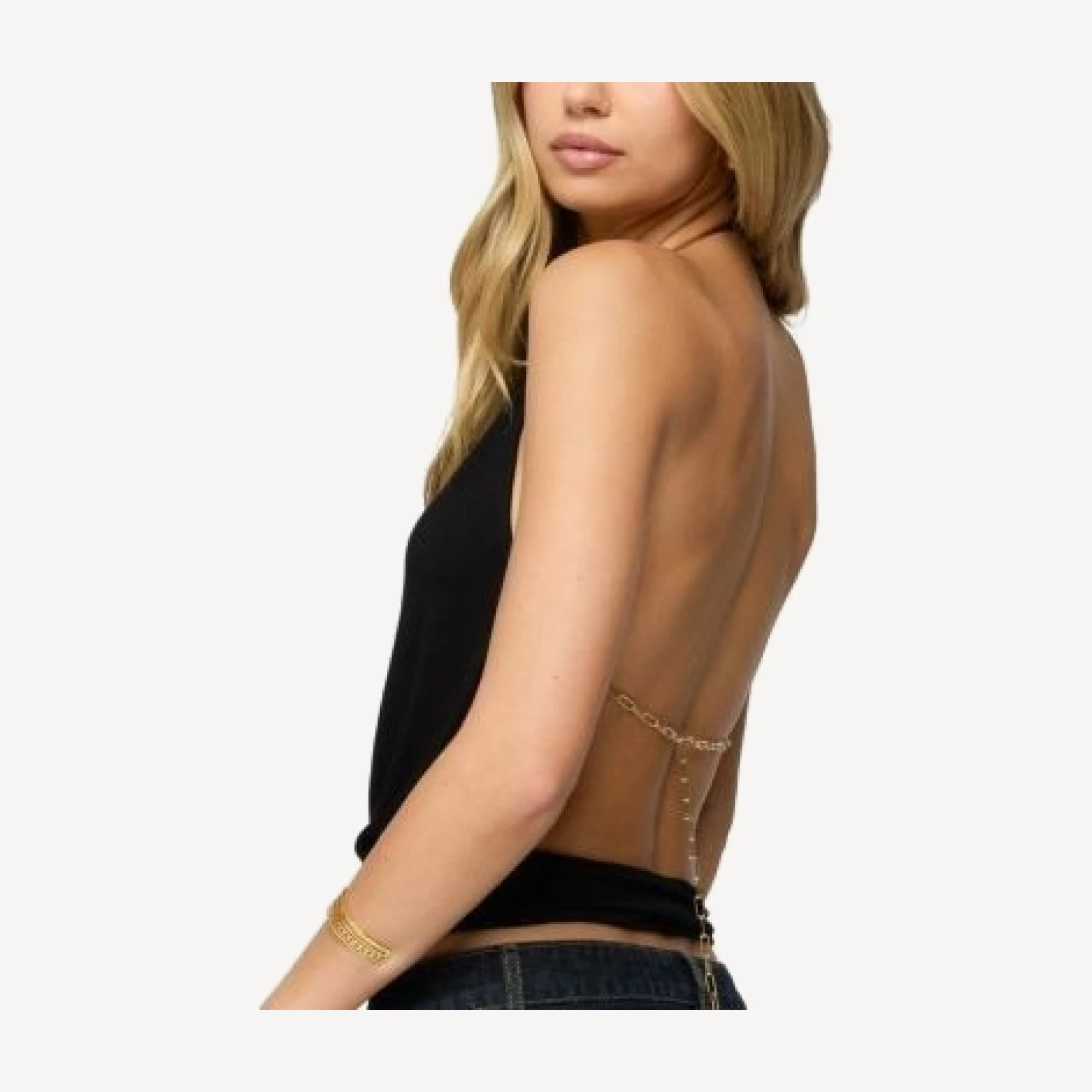 Edikted Damarey Chain Backless Halter Top