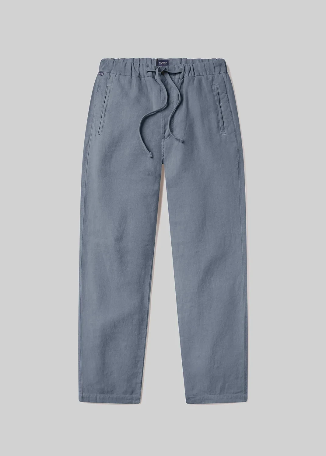 Drawstring Deck Linen Pant in Stone Blue