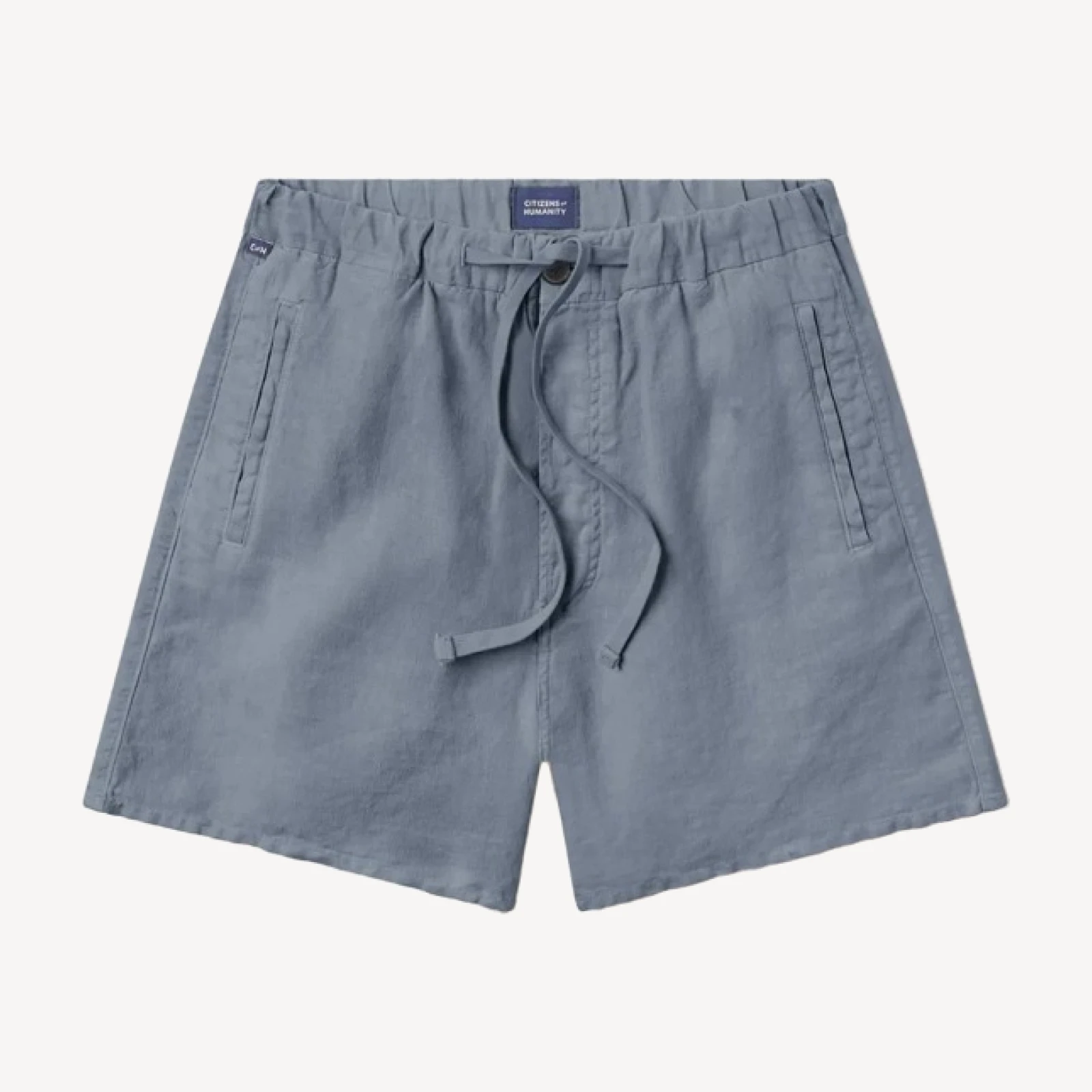 Drawstring Deck Linen Short in Stone Blue