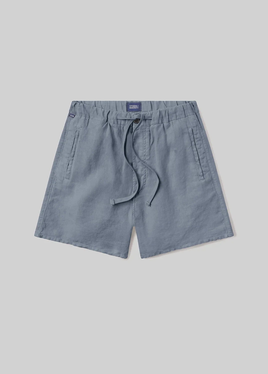 Drawstring Deck Linen Short in Stone Blue