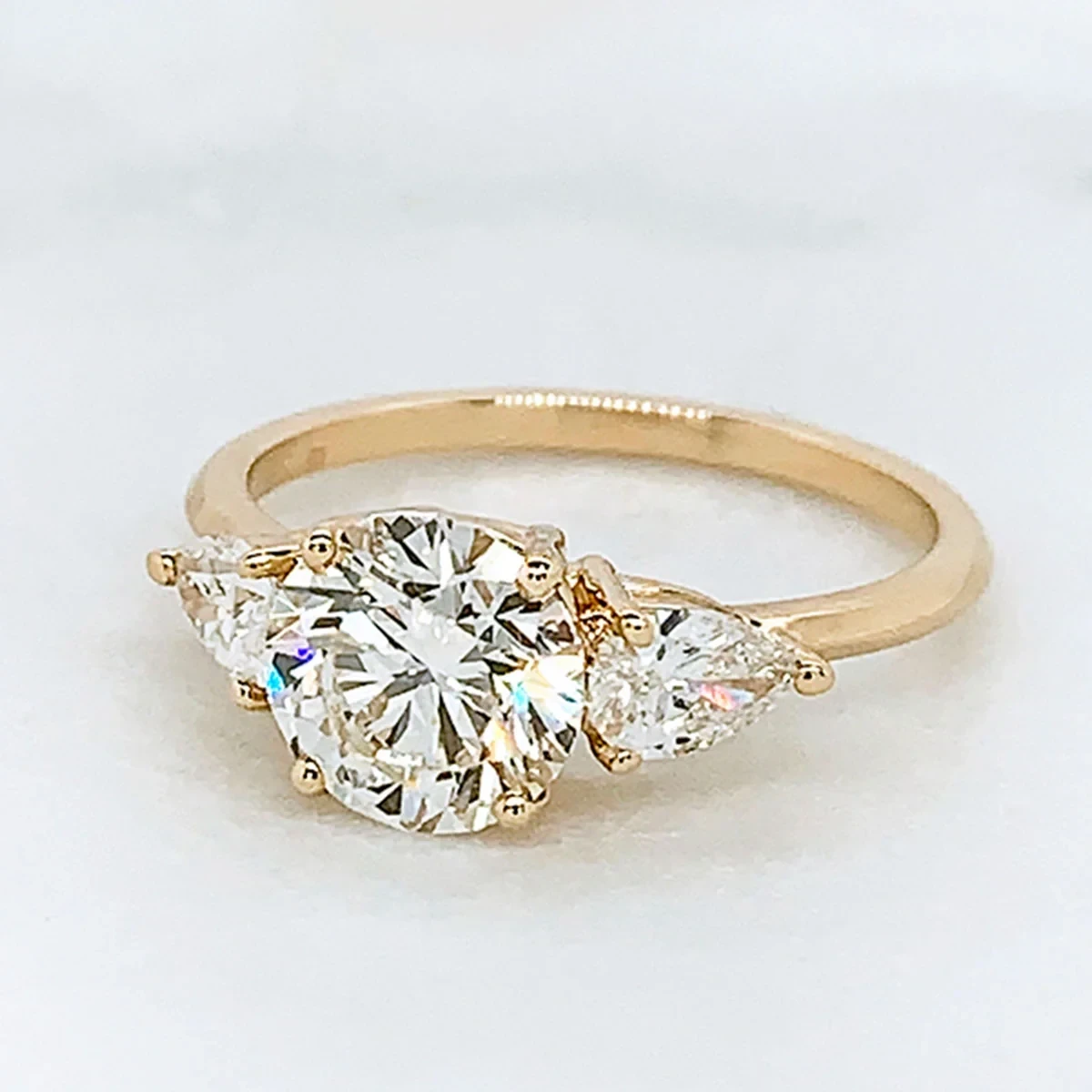 Eleonore Three Stone Ring - Yellow Gold & White Diamond