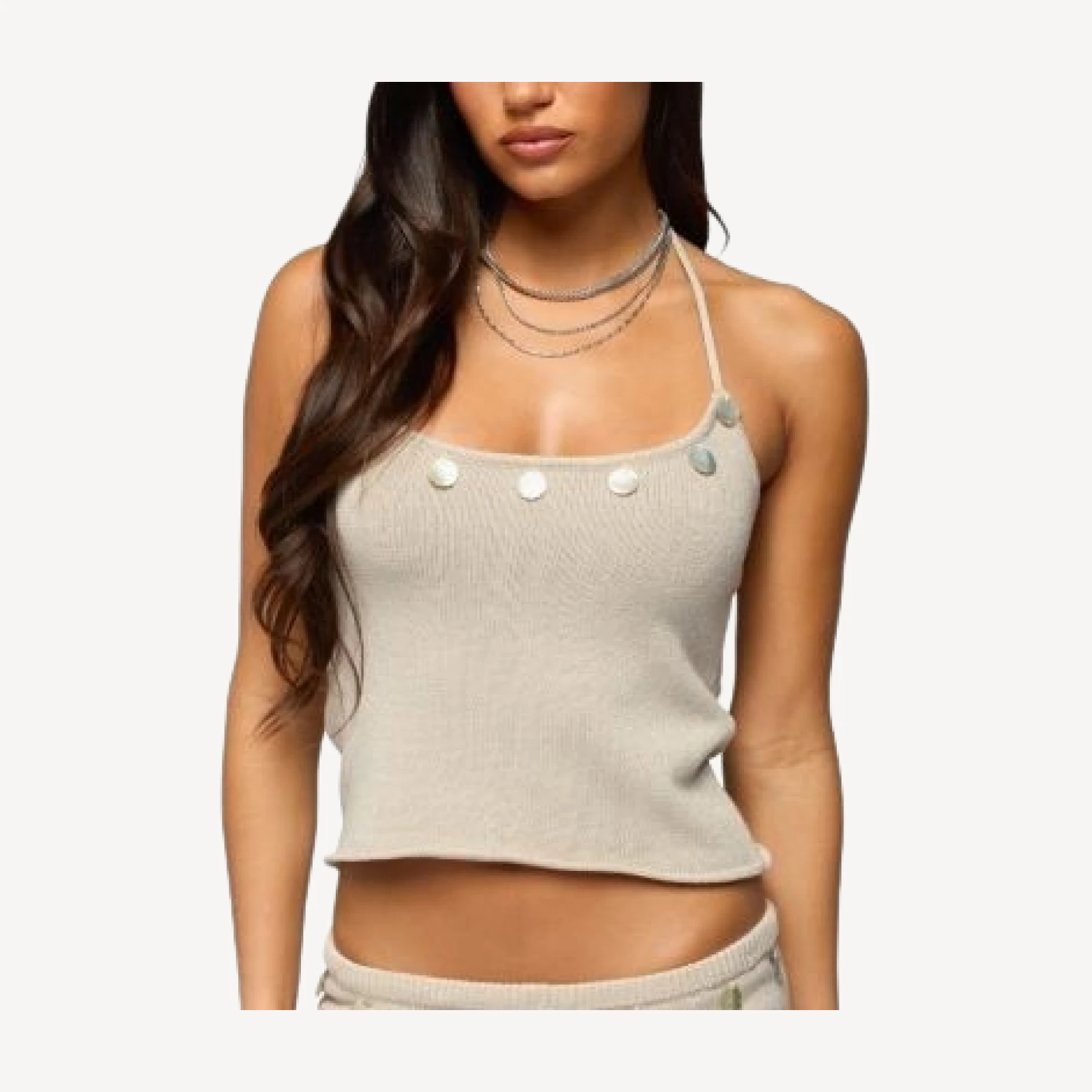 Edikted Nicca Iridescent Knit Halter Top