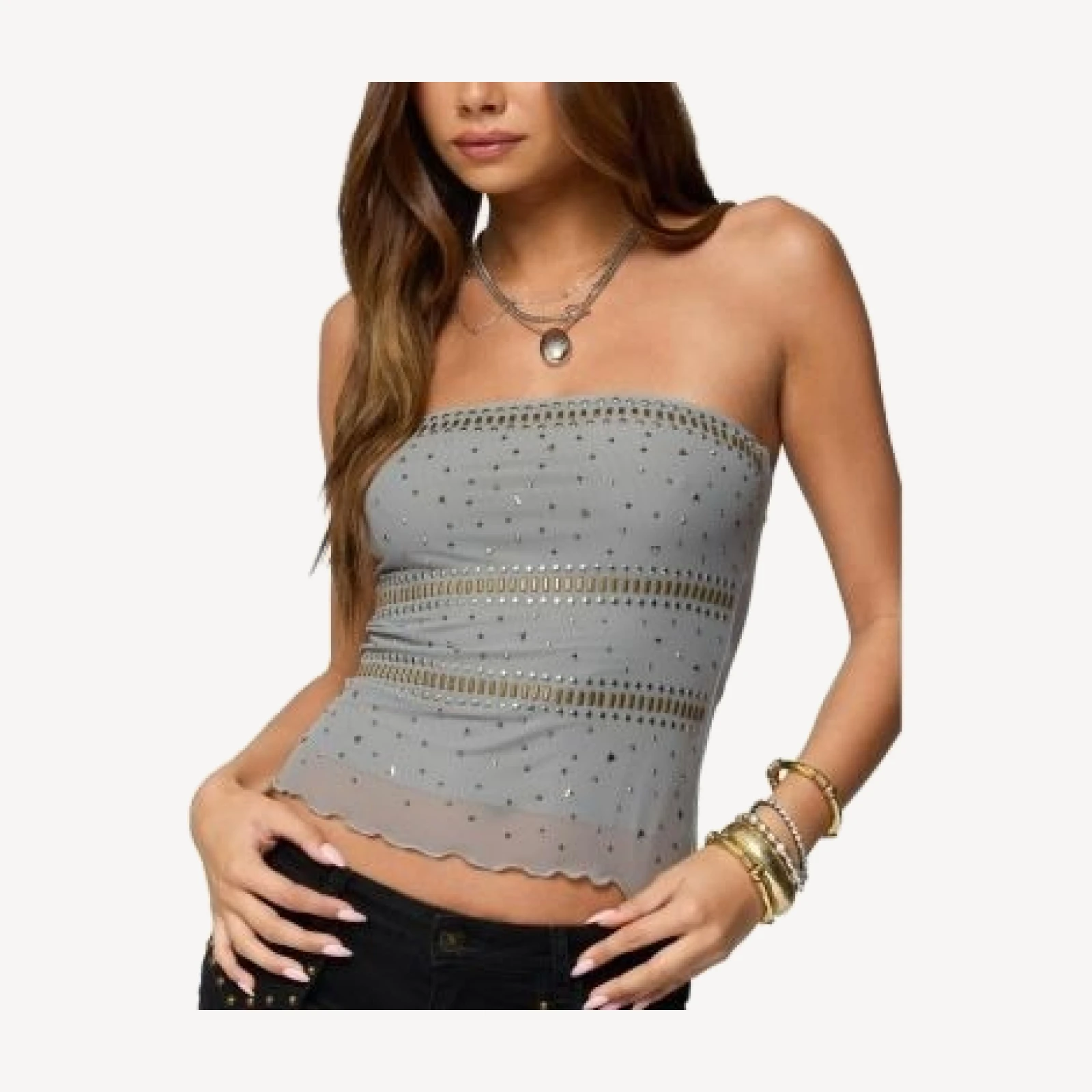 Edikted Izetta Embellished Strapless Top