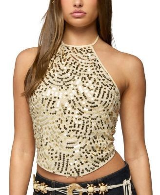 Edikted Ilaria Sequin Halter Top