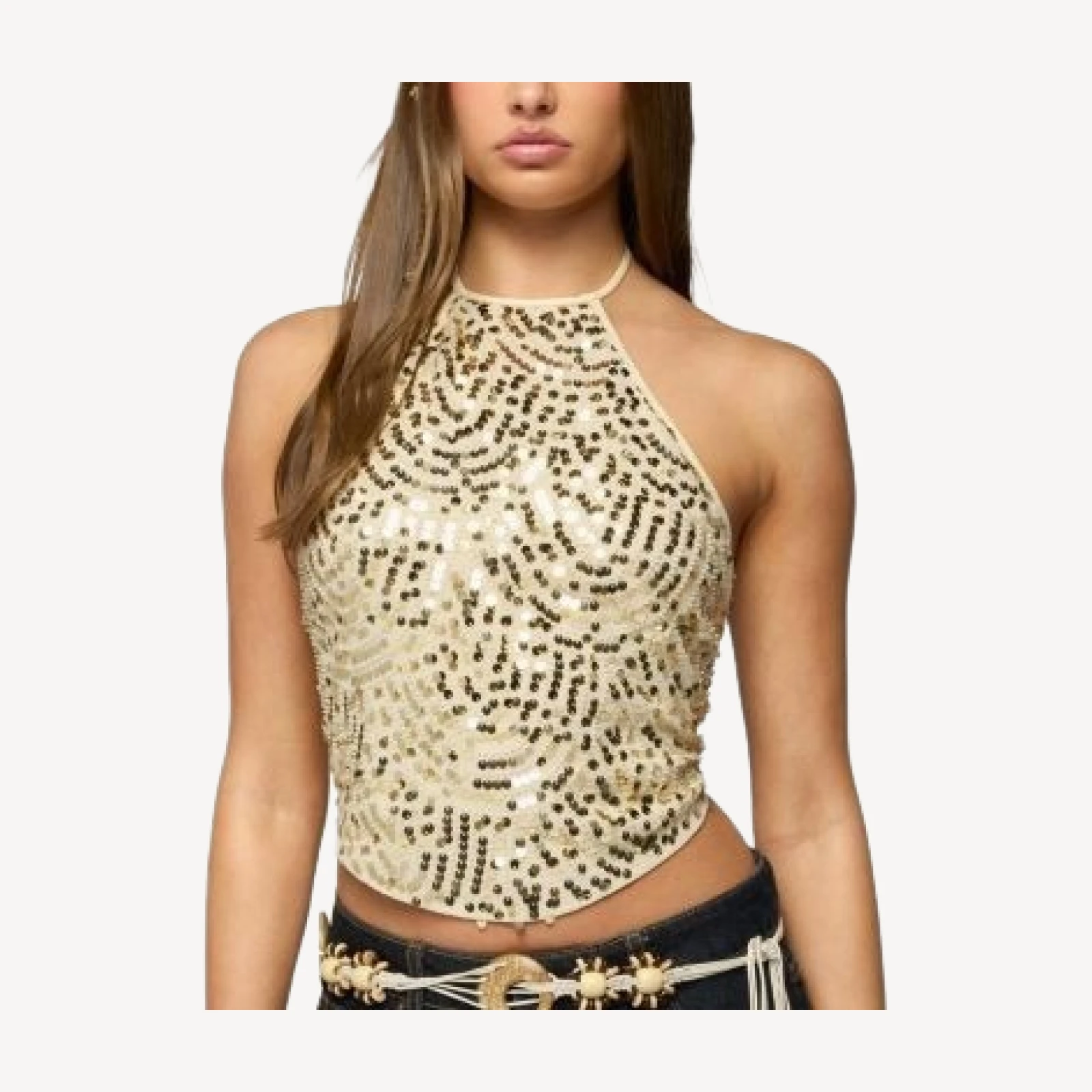 Edikted Ilaria Sequin Halter Top