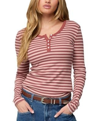Edikted Roma Striped Henley Top