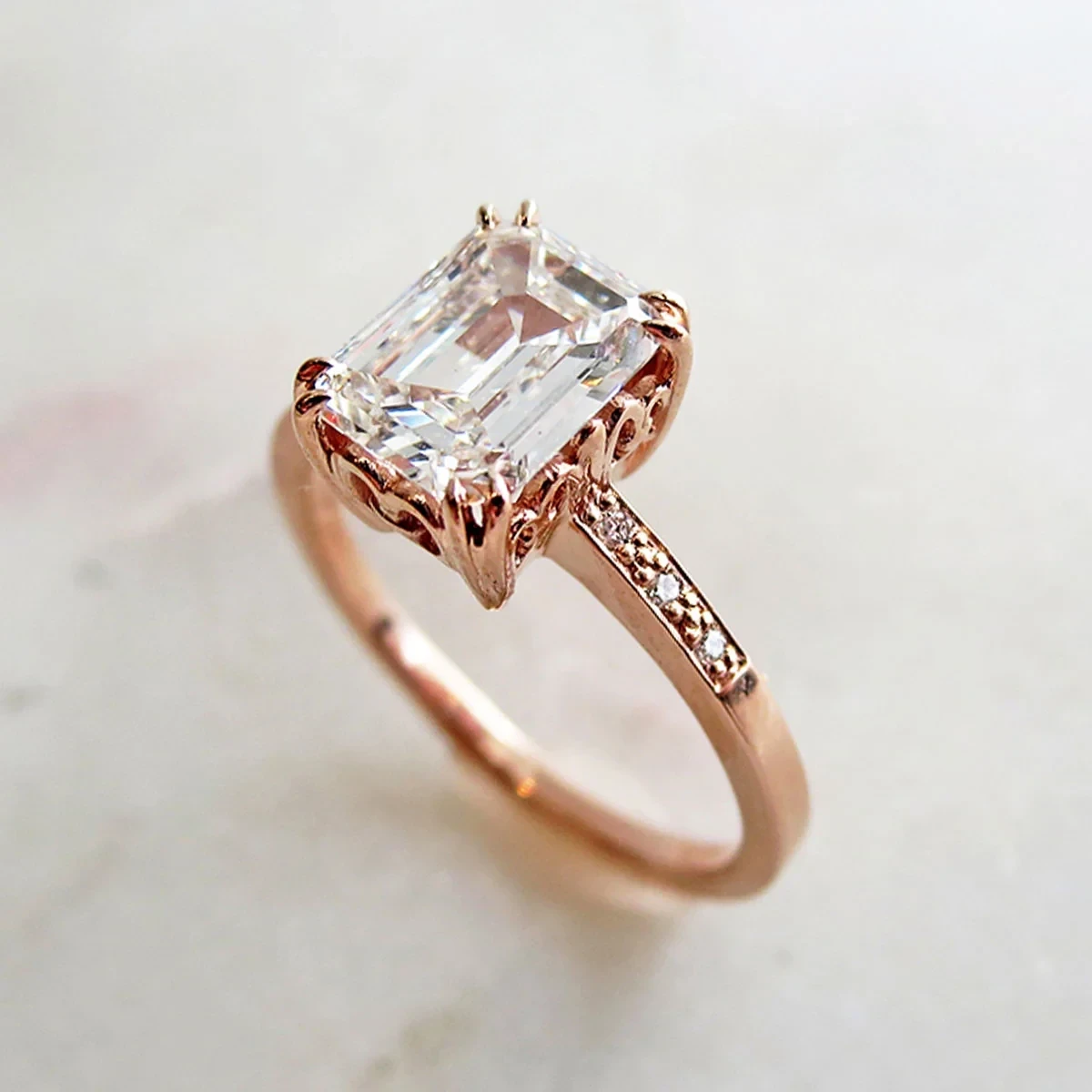 Hazeline Solitaire Ring - Rose Gold & White Diamond