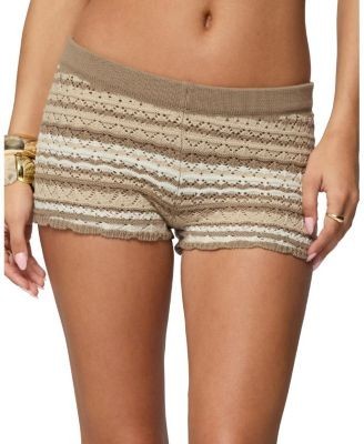 Edikted Daphnie Striped Pointelle Knit Shorts