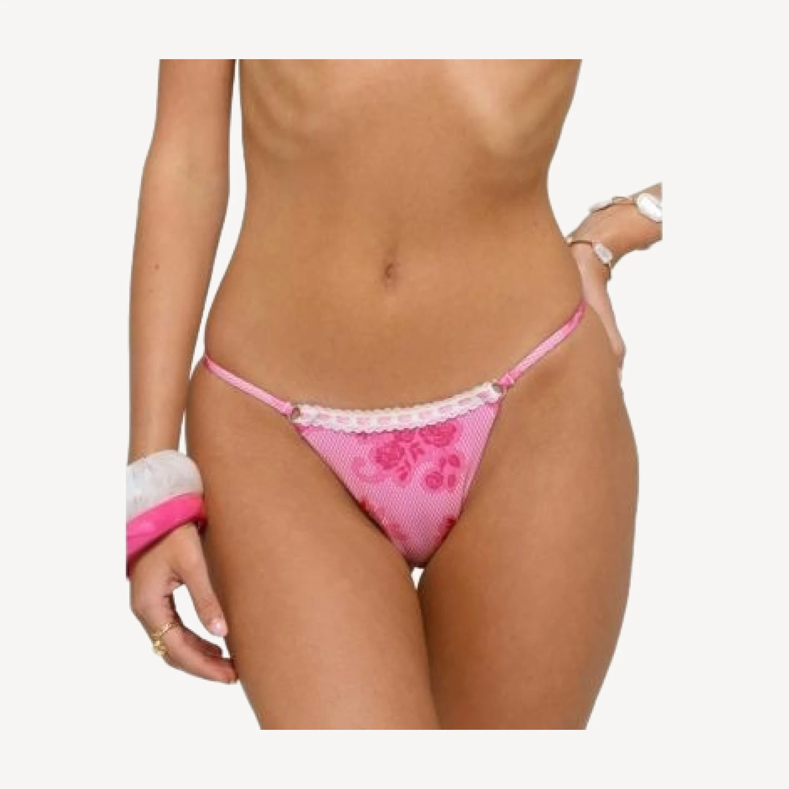 Edikted Zadia Lacey Floral Bikini Bottom