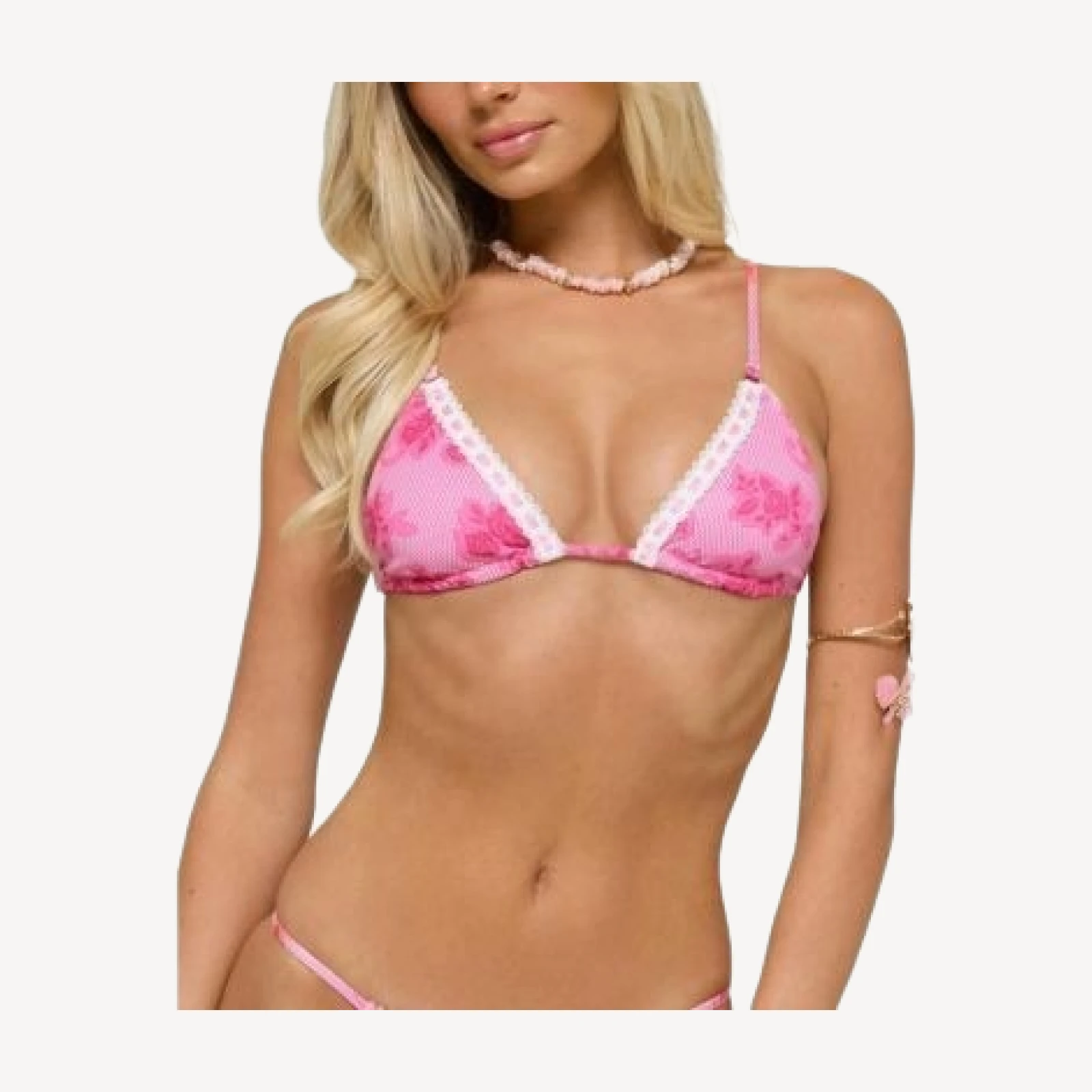 Edikted Zadia Lacey Floral Triangle Bikini Top
