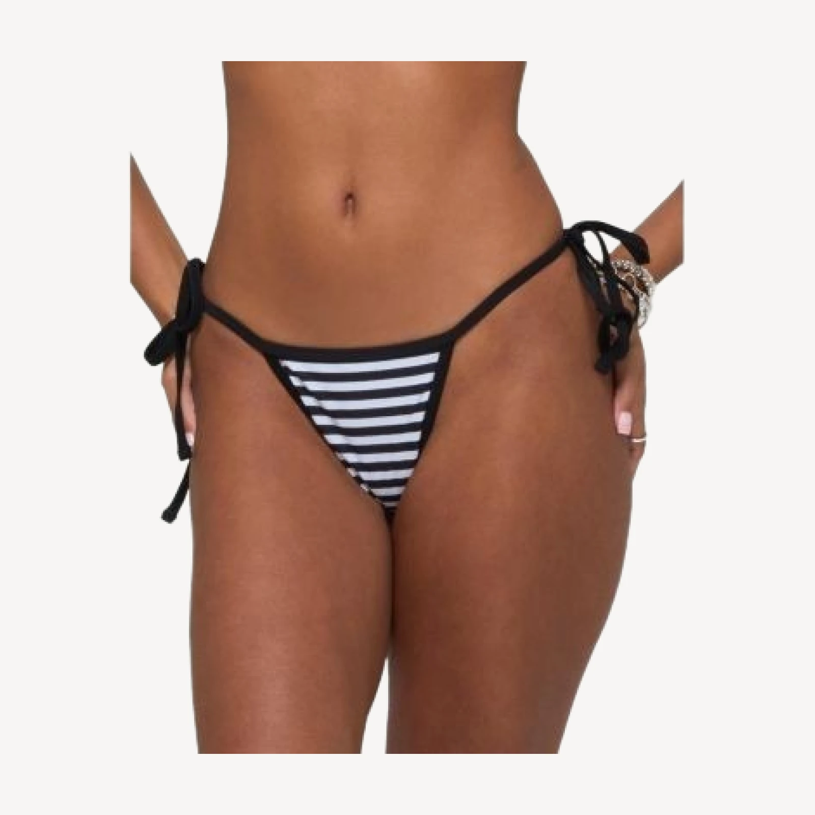 Edikted Mckayla Striped String Bikini Bottom